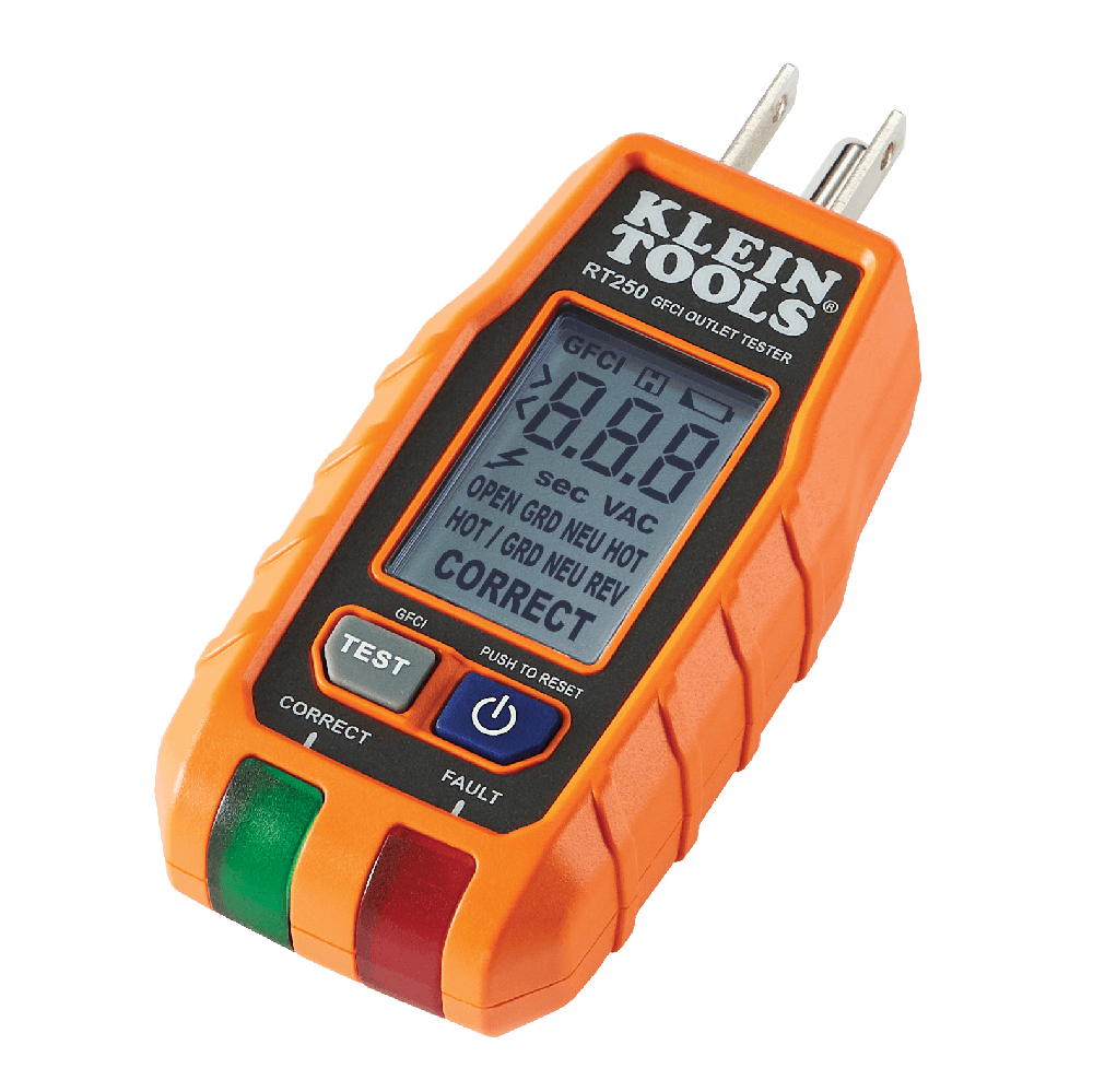 Klein Tools RT250 GFCI Receptacle Tester with LCD